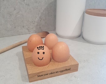 Personalised Solid Oak Egg Tray / Egg Cup / Egg Storage Tray / Cake preparation tray