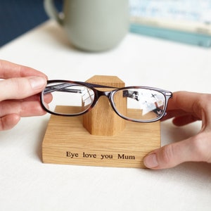 Solid Oak Personalised Eye Glasses Stand For Her / Eyeglass Holder / Reading Glasses / Mum Gift / Gift For Her / Nan Gift / Gift for Grandma image 2