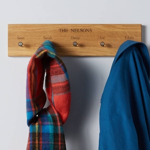 Personalised Oak Coat Rack with Hooks
