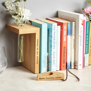 Solid Oak Personalised Bookend / Bookworm Gift / Academic Gifts / Book Lover Gift / Graduation Present / Bookends / Reading Gift Book Holder image 10