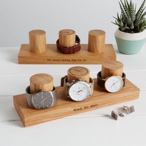 Watch Box for Three Watches / Personalised Oak Watch Storage / Gift for Dad / Watch Holder / Gifts for Him / Watch Display Case image 6