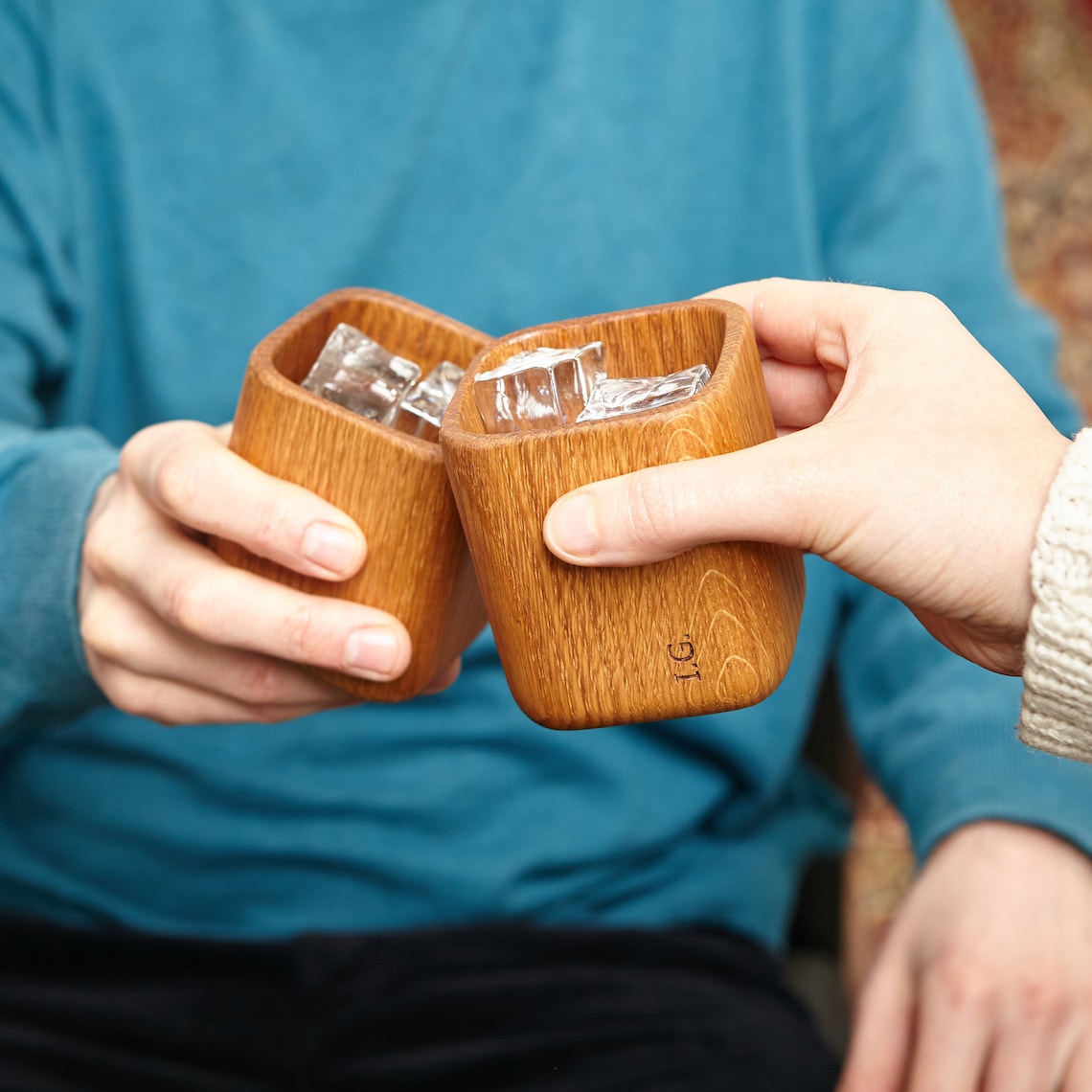 Personalised Oak Whiskey Tumbler / Personalized Gift For image 2