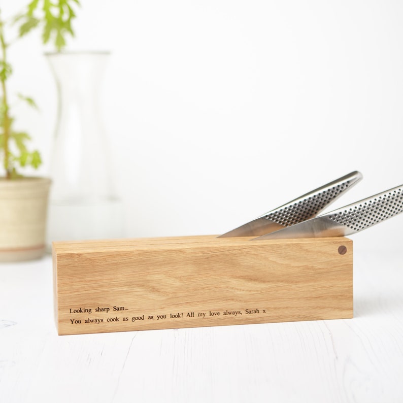Personalised Oak Knife Presentation Block / Engraved Knife Etsy