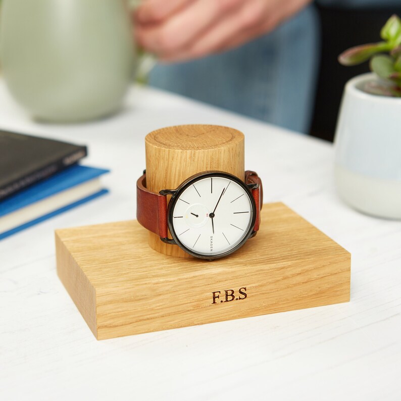 Personalized Single Watch Stand / Wedding Day Groom Gift / Personalised Watch Display Stand / Watch Holder Gift Anniversary / Gift For Him image 1