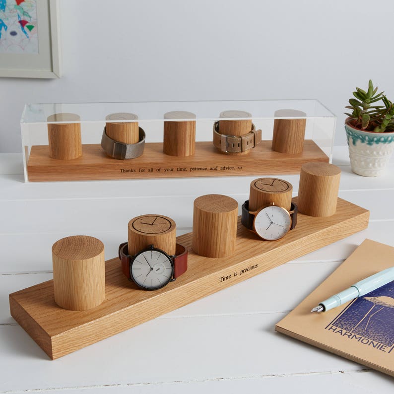 Watch Stand for Five Watches / Oak Watch Storage / Gifts for Men / Personalised Gift for Dad / Watch Holder / Gift for Him / Anniversary image 9