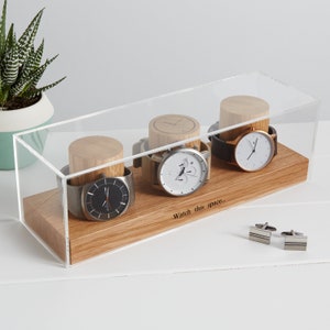 Watch Stand for Three Watches / Personalised Oak Watch Storage / Gift for Dad / Personalized Watch Holder / Gifts for Him / Watch Display Yes Please