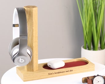 Personalised Headphone Stand With Accessories Tray