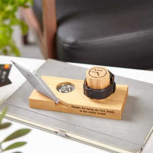 Personalised Solid Oak Time And Date Bedside Watch Stands / Birthday Gift / Watch Display / Dad Gift / Wedding Gift / Gift For Him image 5