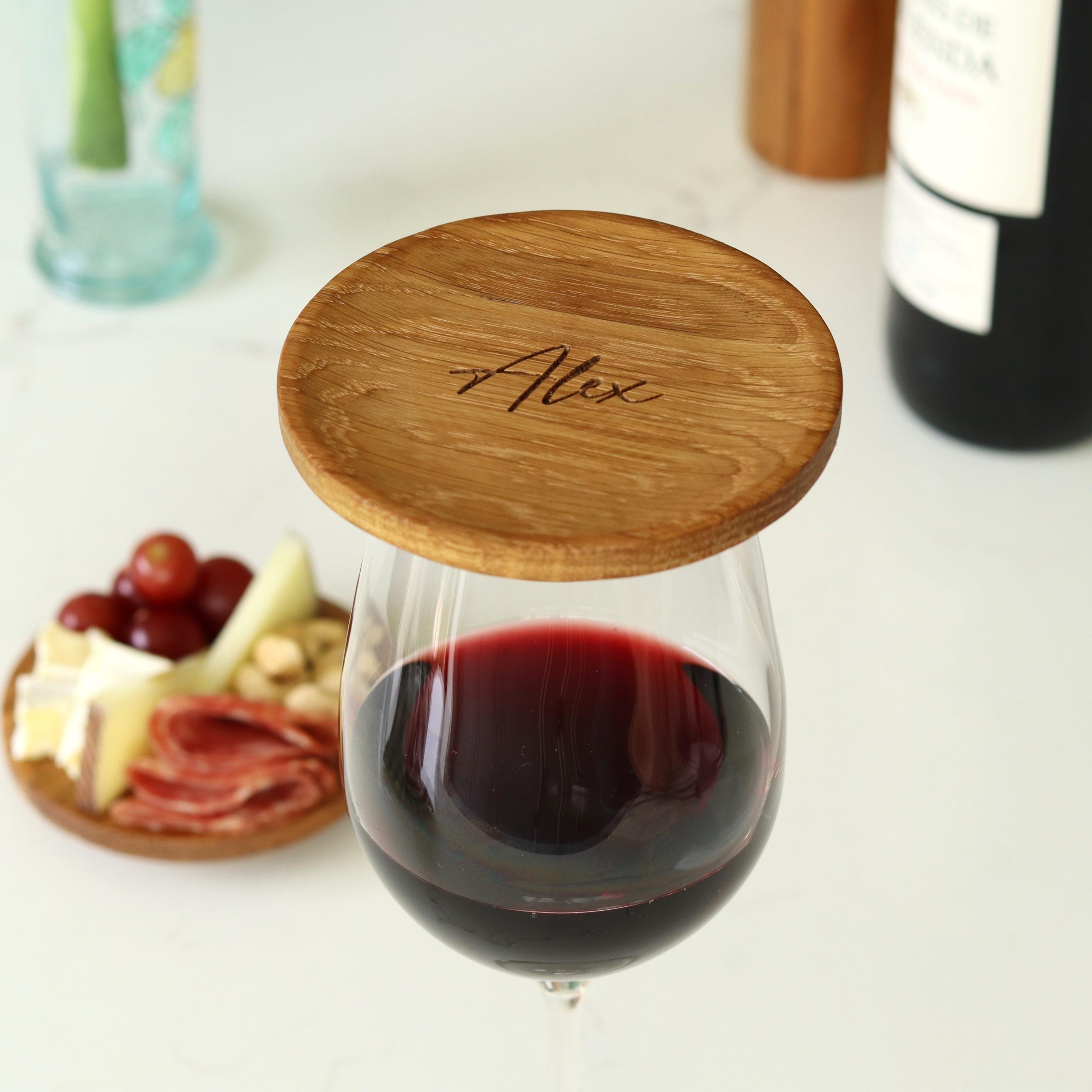 Couvercles Pour Verre à Vin En Bois - Lot De 6, Design Décoratif, Empêche Les éclaboussures, Idéal Charcuterie