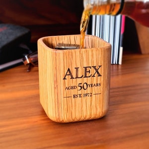 Personalised Milestone Birthday Oak Whiskey Tumbler