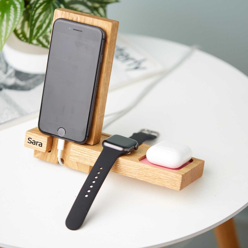 Personalised Apple iPhone, Airpods & Watch Charging Stand | Personalized Apple Accessories Docking Station | Gift For Him | Gifts For Her 