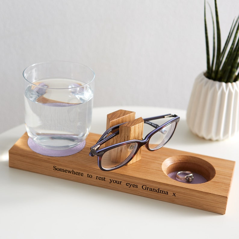 Bedside Glasses Stand With Coaster And Storage Dish Ts Etsy