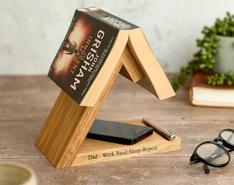 Personalised Solid Oak Book Holder, Nightstand Book Rest