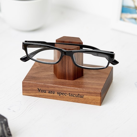 Solid Walnut Personalized Glasses Holder Personalised Eye Glass Stand Gifts  for Grandparents Grandad Gift Gifts for Dad 