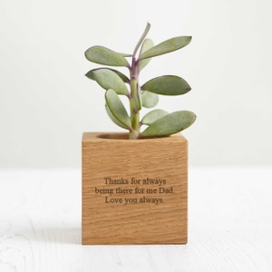 Personalised Solid Oak Micro Plant Pot / Birthday Gift / Gift for Dad / Personalized Pot Plant Holder / Gifts for Gardeners image 3