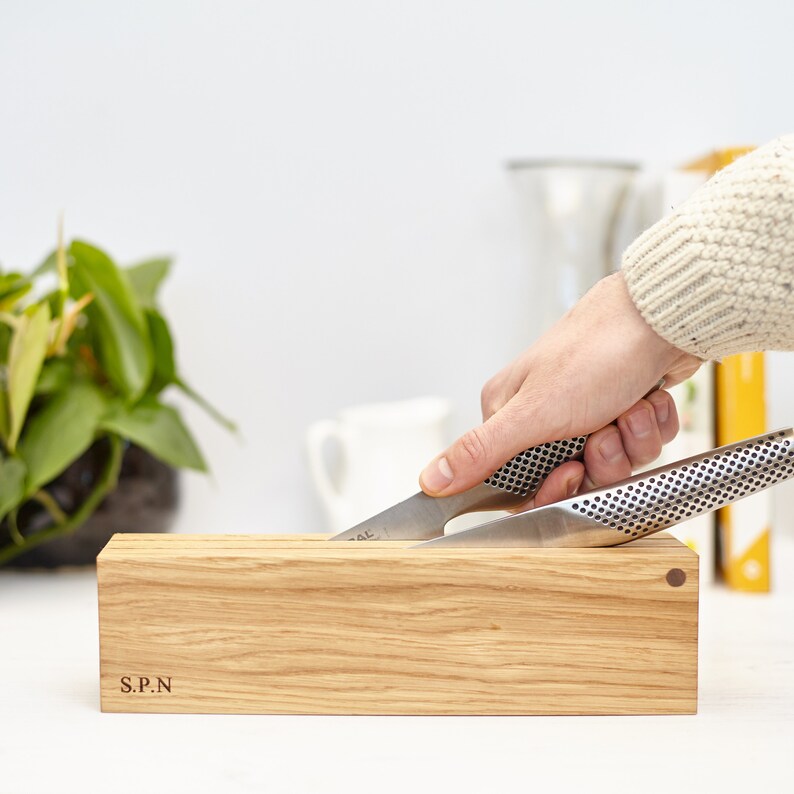 Personalised Oak Knife Presentation Block / Engraved Knife Etsy
