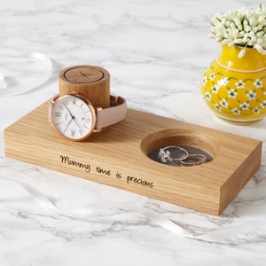 Suporte de joias de madeira personalizado para mulheres / Presente personalizado para ela / Armazenamento de relógios / Bandeja de exibição de joias / Presentes para a mãe