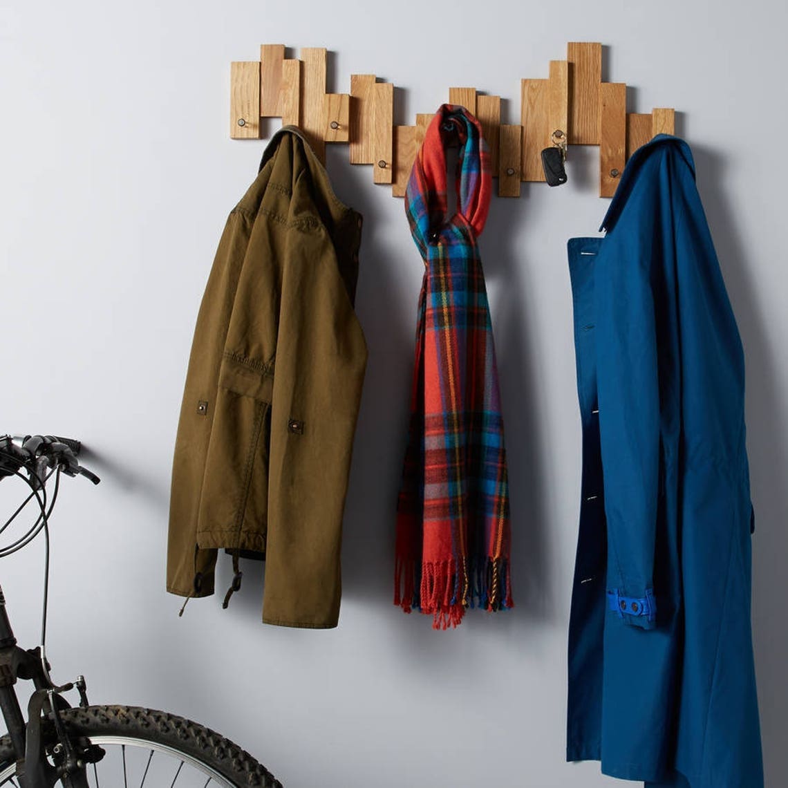Oak Blocks Coat and Key Rack / Personalised Coat Rack / House Etsy