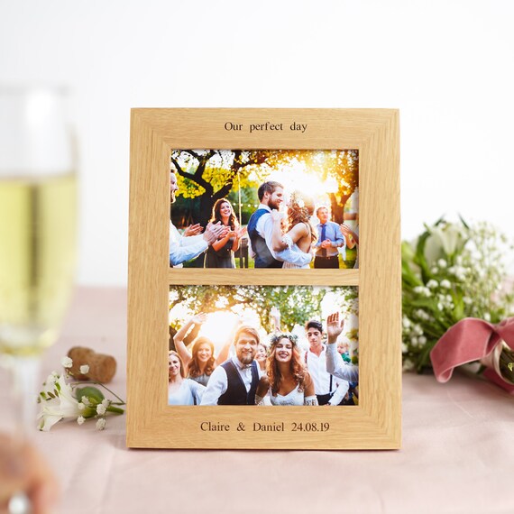 Oak Double Aperture 6x4 Personalised Photo Frame Etsy