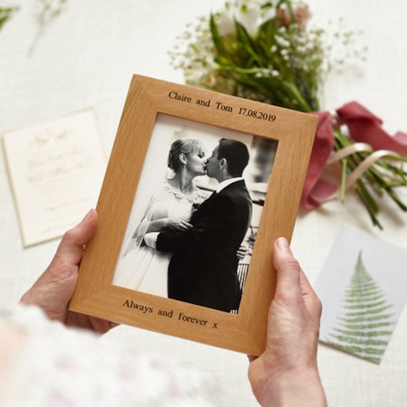 Personalised Oak Photo Picture Frame Wedding Day Special Personalized Gift Anniversary