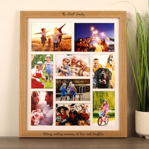 Personalised Solid Oak Nine Aperture Photo Frame With Mount