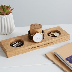 Watch Stand and Two Cufflink Trays / Ring Tray / Personalised Gifts for Dad / Watch Holder / Gift For Him / Watch Storage / Groomsman gift No Thanks