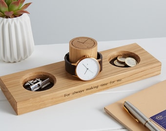 Watch Stand and Two Cufflink Trays / Ring Tray / Personalised Gifts for Dad / Watch Holder / Gift For Him / Watch Storage / Groomsman gift