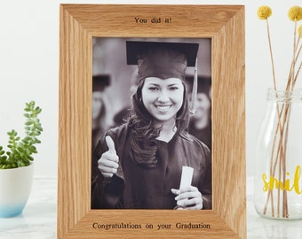 Personalised Oak Graduation Photo Frame - Engraved Picture Frame