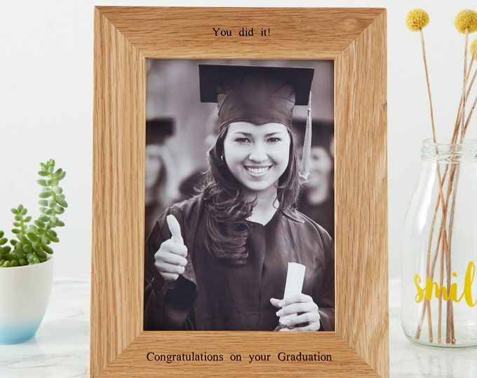 Personalised Oak Graduation Photo Frame - Engraved Picture Frame