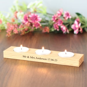 Personalised Candle Holder With Three Tea Lights