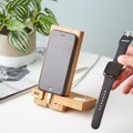 Personalised Oak Stand for Phone & Smartwatch