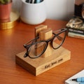 Personalized Solid Oak Glasses Stand: Engraved Eyeglass Holder
