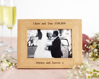 Personalised Oak Photo Frame - Engraved Wedding Gift