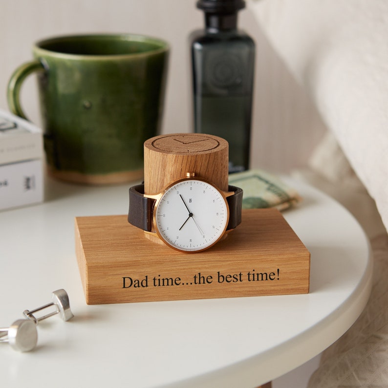 Personalized Single Watch Stand / Wedding Day Groom Gift / Personalised Watch Display Stand / Watch Holder Gift Anniversary / Gift For Him image 2