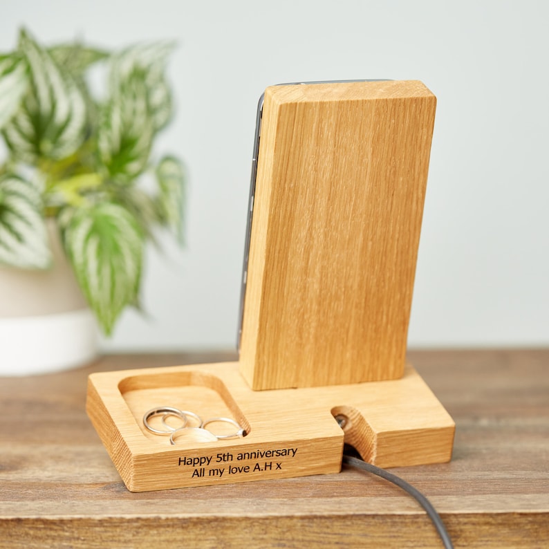 Personalised Phone Charging Stand & Storage Tray Samsung Charging Station Gift For Her Gift For Him Mum Gifts image 5