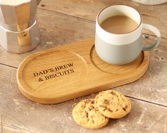 Personalised Solid Oak Tea And Biscuit Board
