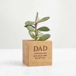 Personalised Solid Oak Micro Plant Pot / Birthday Gift / Gift for Dad / Personalized Pot Plant Holder / Gifts for Gardeners image 7