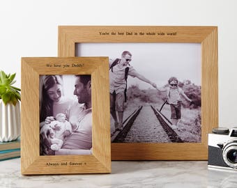 Personalised Solid Oak Photo Frame / Personalized Engraved Picture Frame / Family Photo Frame / Custom Engraving / Wedding Day Photo Frame