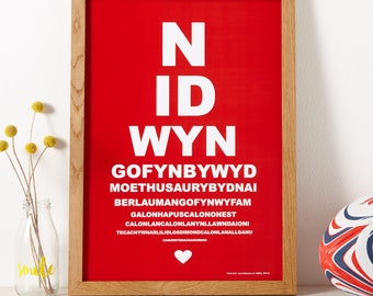 Calon Lan Print / Welsh Poster / Wales / Cymru / Rugby Anthem / Football Anthem / Eye Test Print