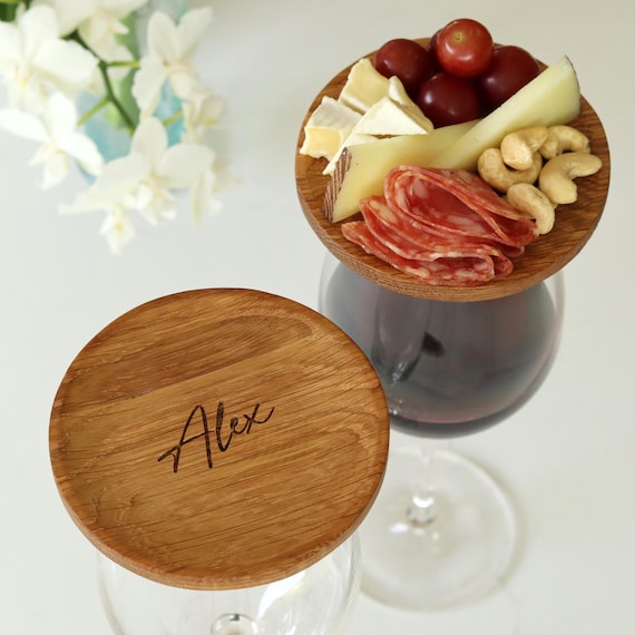 Wine Glass Plate Topper 4 Pack Bamboo Wine Glass Charcuterie Toppers ...