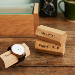Oak Watch Box for 3 Watches with Personalised Engraved Glass, Men's Watch Box Case, Personalized Gift Custom Watch Box Glass, Anniversary image 3