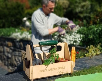 Personalised Wooden Garden Tool Caddy – Gardener Gift For Father's Day