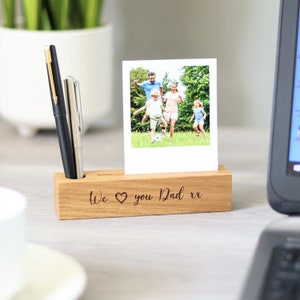 Personalisierte Eiche Stifthalter Fotoblock und Druck