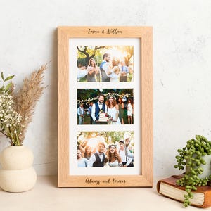 Moldura tripla personalizada em carvalho maciço para fotos