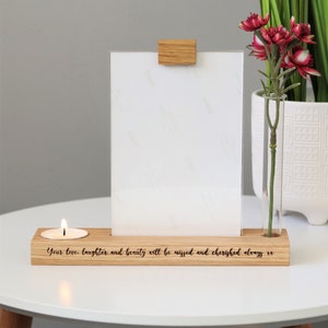 Personalised Memorial Candle Holder with Vase and Photo Frame image 3