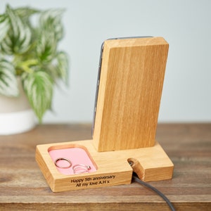 Personalised Phone Charging Stand & Storage Tray Samsung Charging Station Gift For Her Gift For Him Mum Gifts image 4