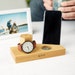 Personalised Oak Bedside Watch And Phone Stand / Tech Gifts / Father's Day Gifts for Him / Cellphone Stand / Watch, Ring and Phone Holder 