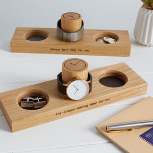 Watch Stand and Two Cufflink Trays / Ring Tray / Personalised Gifts for Dad / Watch Holder / Gift For Him / Watch Storage / Groomsman gift image 2