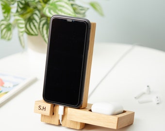 Personalised Phone Charging Stand & Storage Tray | Apple iPhone and AirPods Charging Station | Gift For Her | Gift For Him | Mum Gifts