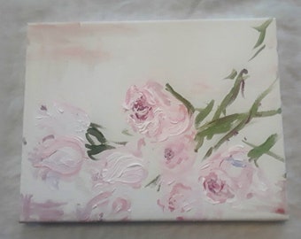 Original painting of pale pink roses, acrylic on canvas